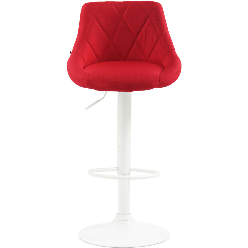 Tabouret de bar moderne chic en Tissu Rouge Métal Blanc Zerion - 2