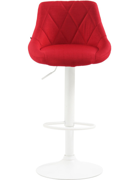 Tabouret de bar moderne chic en Tissu Rouge Métal Blanc Zerion - 2
