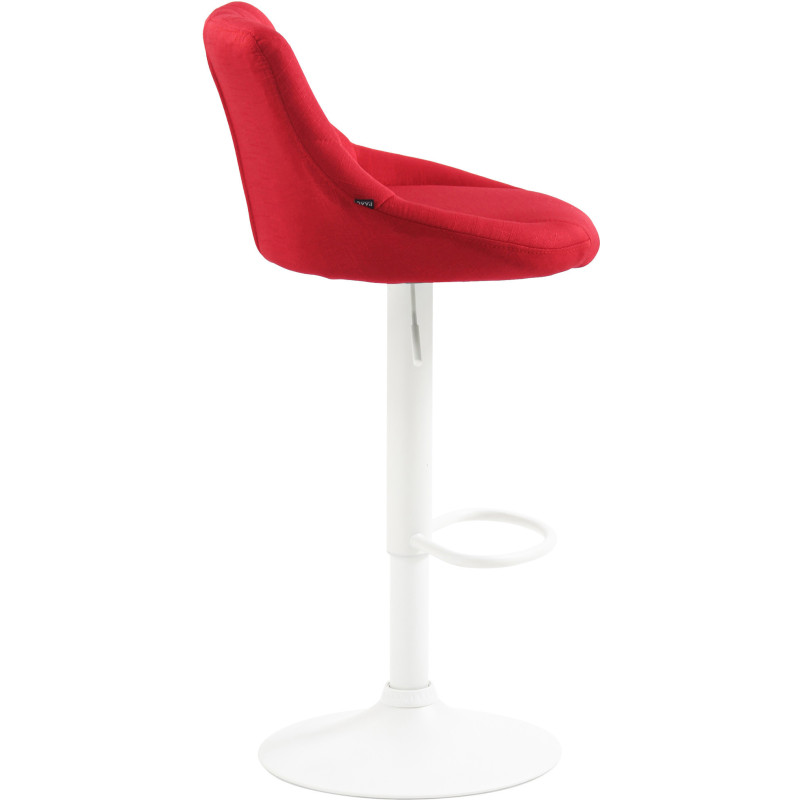 Tabouret de bar moderne chic en Tissu Rouge Métal Blanc Zerion - 3