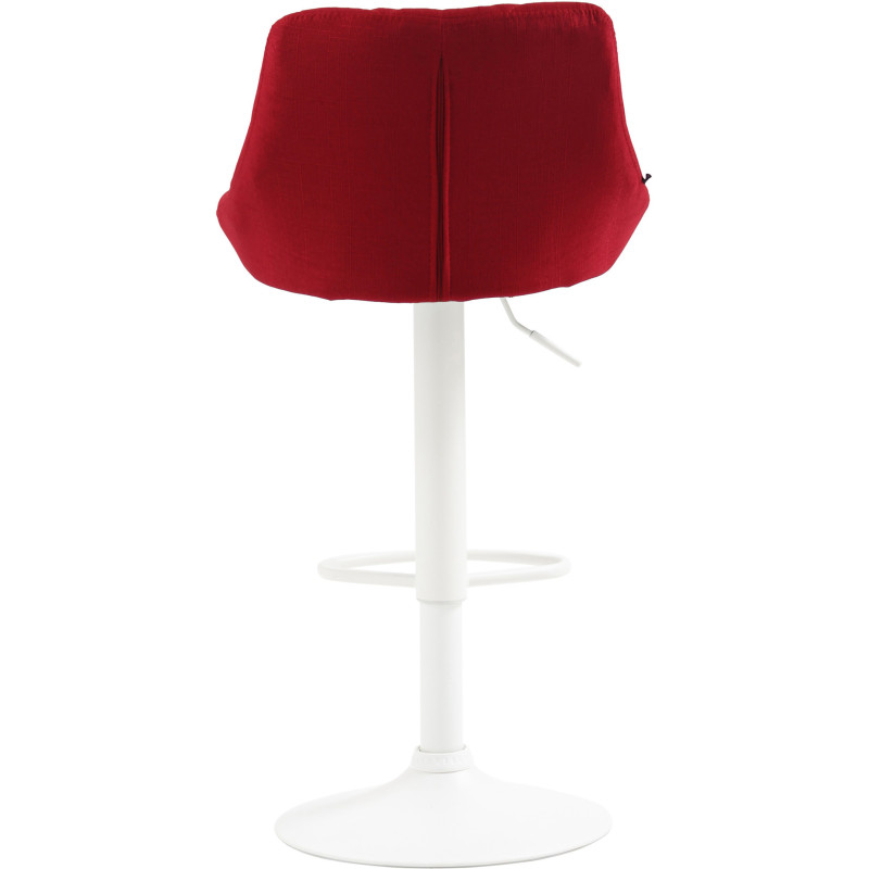 Tabouret de bar moderne chic en Tissu Rouge Métal Blanc Zerion - 4