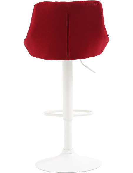 Tabouret de bar moderne chic en Tissu Rouge Métal Blanc Zerion - 4
