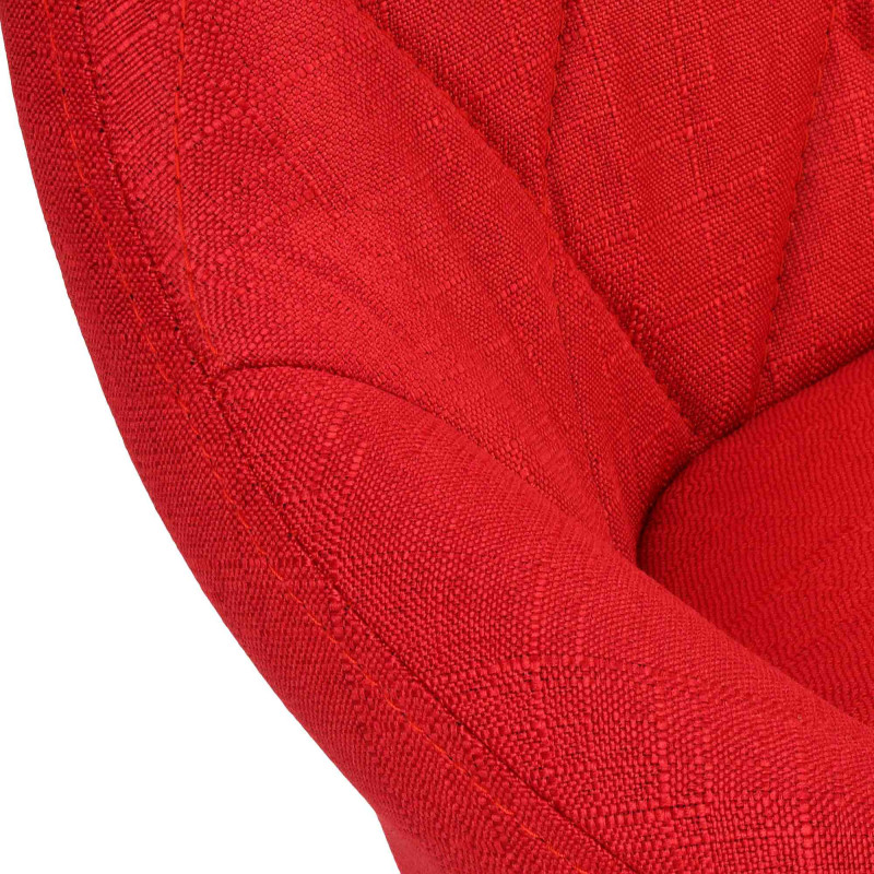 Tabouret de bar moderne chic en Tissu Rouge Métal Blanc Zerion - 5