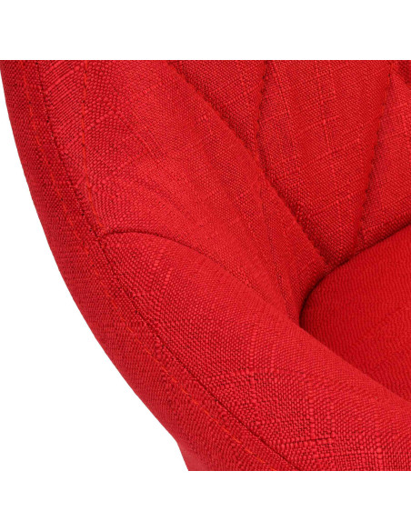 Tabouret de bar moderne chic en Tissu Rouge Métal Blanc Zerion - 5