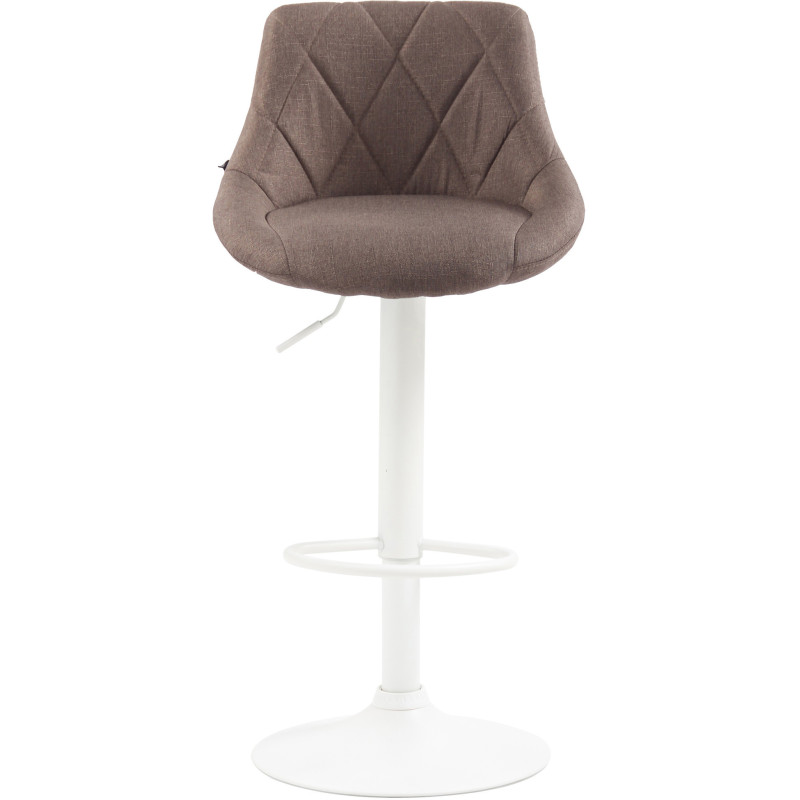 Tabouret de bar moderne chic en Tissu Taupe Métal Blanc Zerion - 2