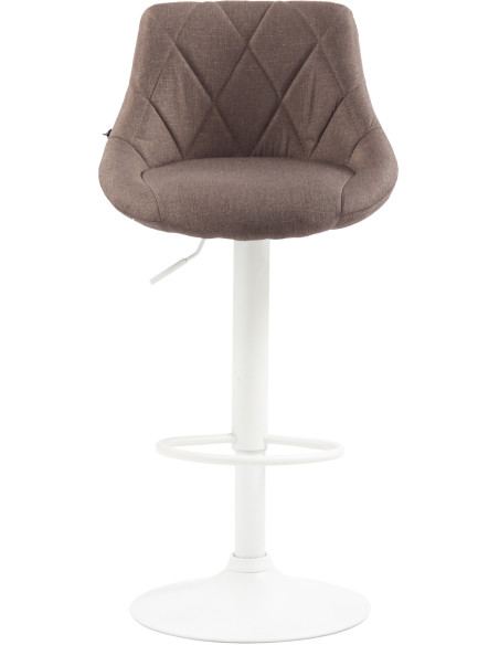 Tabouret de bar moderne chic en Tissu Taupe Métal Blanc Zerion - 2