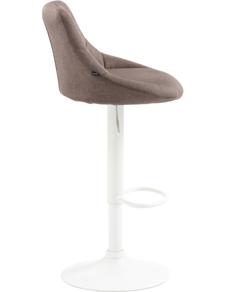 Tabouret de bar moderne chic en Tissu Taupe Métal Blanc Zerion - 3