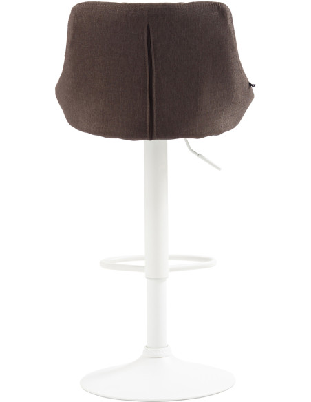 Tabouret de bar moderne chic en Tissu Taupe Métal Blanc Zerion - 4