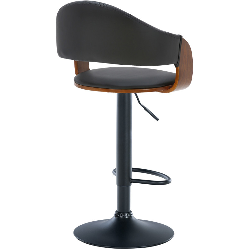 Tabouret de bar haut de gamme en Polyuréthane Noir Bois Marron noyer Métal Noir Cynron - 2