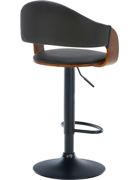 Tabouret de bar haut de gamme en Polyuréthane Noir Bois Marron noyer Métal Noir Cynron - 2