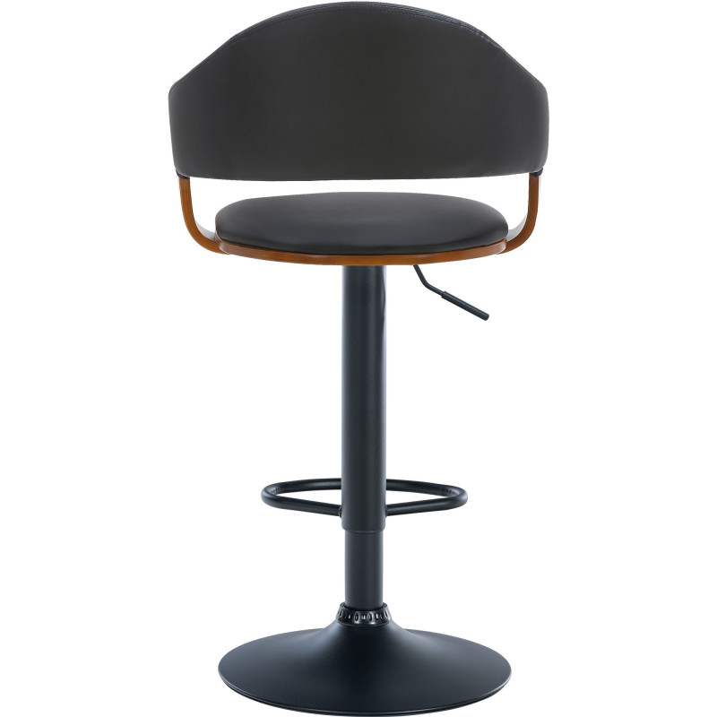 Tabouret de bar haut de gamme en Polyuréthane Noir Bois Marron noyer Métal Noir Cynron - 3