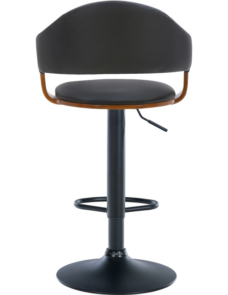 Tabouret de bar haut de gamme en Polyuréthane Noir Bois Marron noyer Métal Noir Cynron - 3
