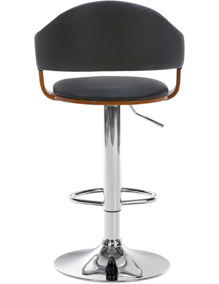 Tabouret de bar haut de gamme en Polyuréthane Noir Bois Marron noyer Métal Argenté Cynron - 3