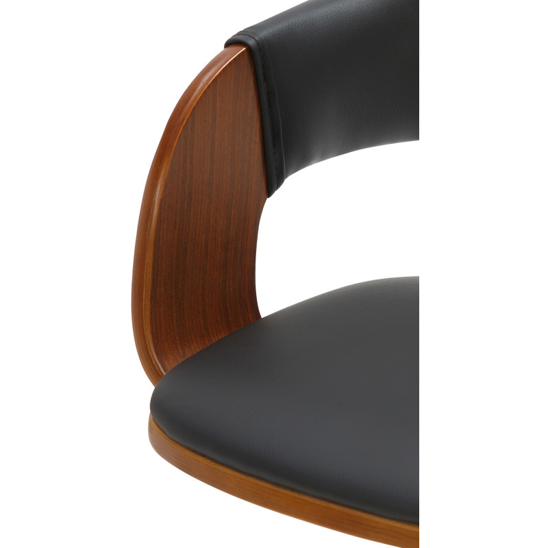 Tabouret de bar haut de gamme en Polyuréthane Noir Bois Marron noyer Métal Argenté Cynron - 4