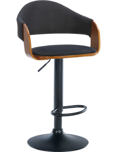 Tabouret de bar haut de gamme en Tissu Noir Bois Marron noyer Métal Noir Cynron  - 1