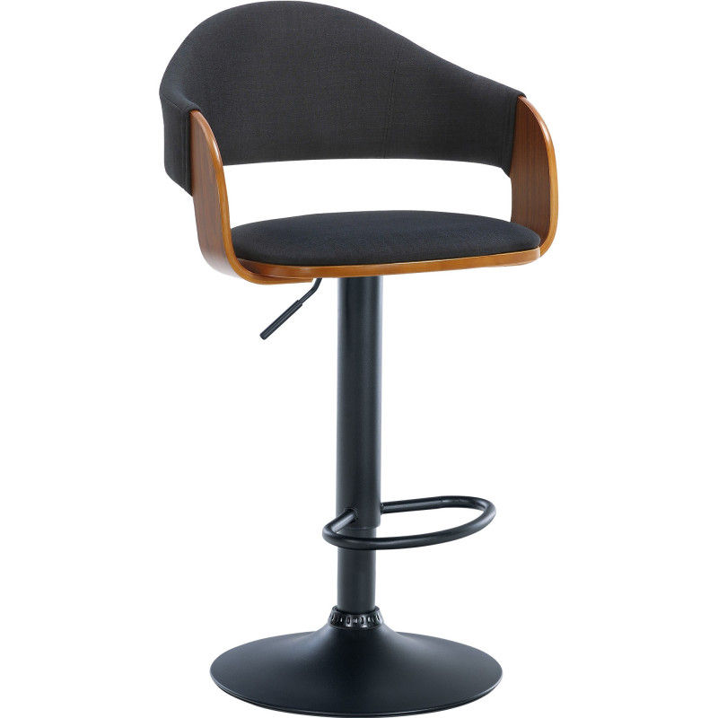 Tabouret de bar haut de gamme en Tissu Noir Bois Marron noyer Métal Noir Cynron  - 1