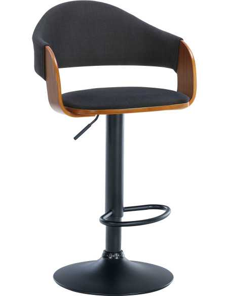 Tabouret de bar haut de gamme en Tissu Noir Bois Marron noyer Métal Noir Cynron  - 1