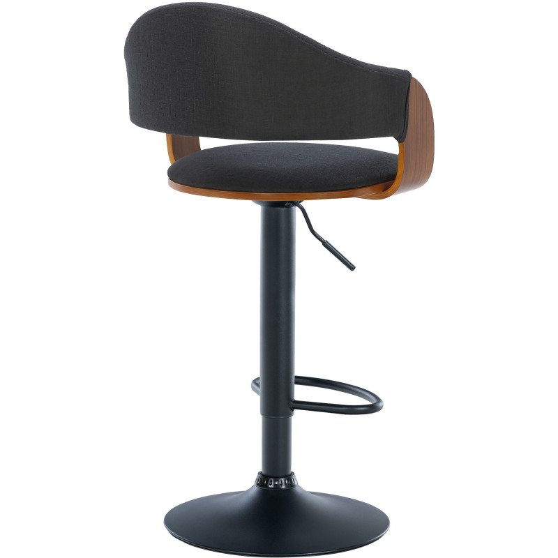 Tabouret de bar haut de gamme en Tissu Noir Bois Marron noyer Métal Noir Cynron  - 2
