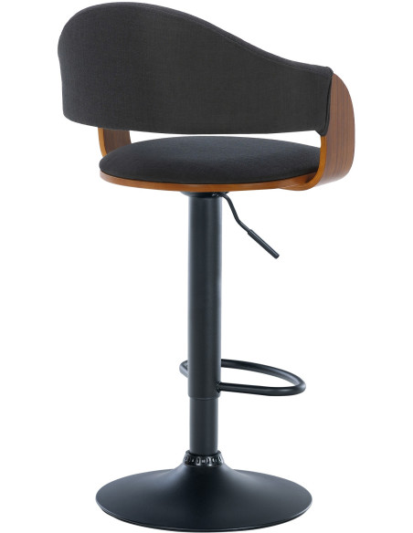 Tabouret de bar haut de gamme en Tissu Noir Bois Marron noyer Métal Noir Cynron  - 2
