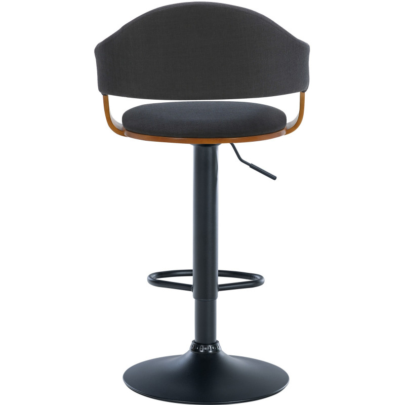 Tabouret de bar haut de gamme en Tissu Noir Bois Marron noyer Métal Noir Cynron  - 3