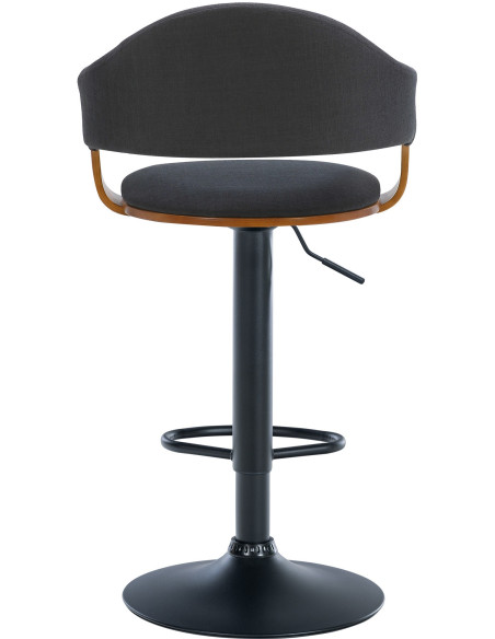 Tabouret de bar haut de gamme en Tissu Noir Bois Marron noyer Métal Noir Cynron  - 3