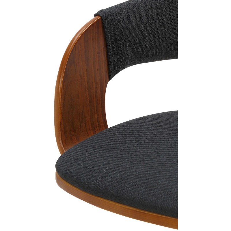 Tabouret de bar haut de gamme en Tissu Noir Bois Marron noyer Métal Noir Cynron  - 4