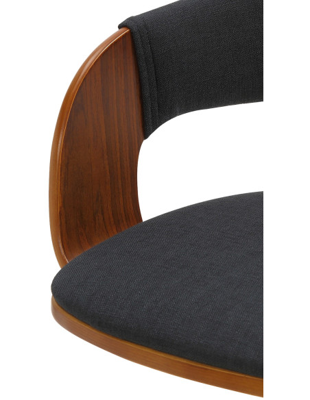 Tabouret de bar haut de gamme en Tissu Noir Bois Marron noyer Métal Noir Cynron  - 4