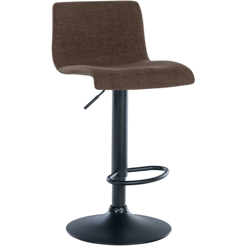 Tabouret de bar minimaliste en Tissu Marron Métal Noir Selvyn - 1