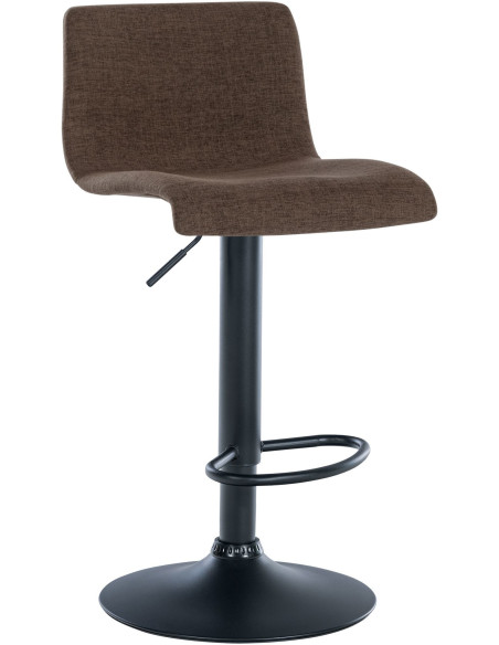 Tabouret de bar minimaliste en Tissu Marron Métal Noir Selvyn - 1