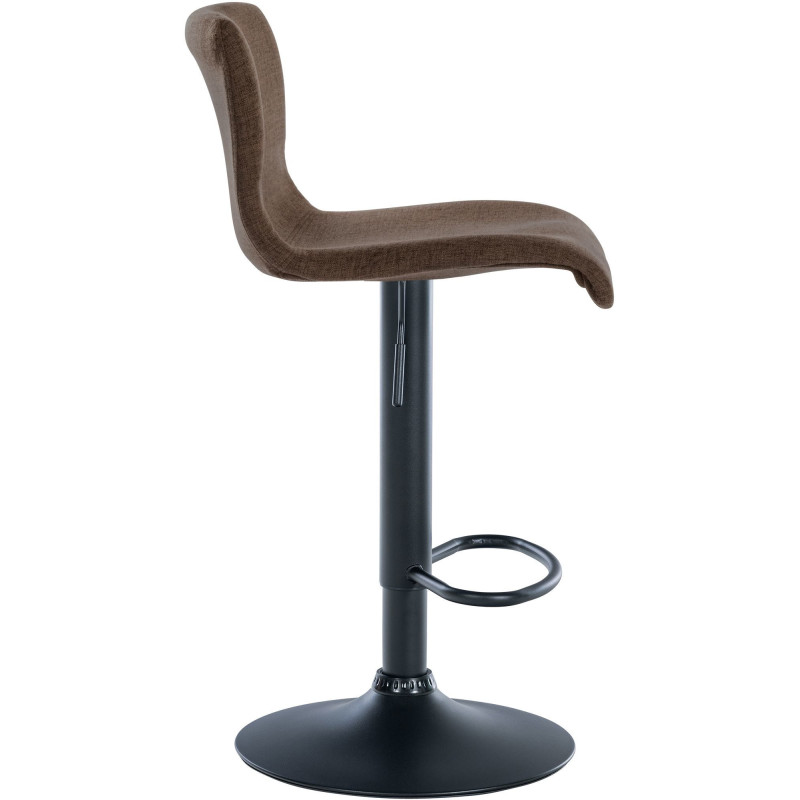Tabouret de bar minimaliste en Tissu Marron Métal Noir Selvyn - 3