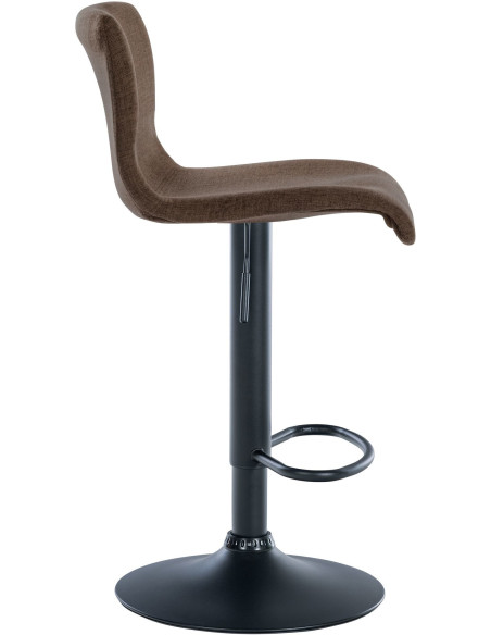 Tabouret de bar minimaliste en Tissu Marron Métal Noir Selvyn - 3