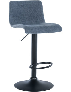 Tabouret de bar minimaliste en Tissu Bleu Métal Noir Selvyn - 1