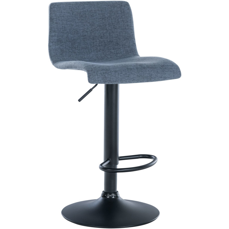 Tabouret de bar minimaliste en Tissu Bleu Métal Noir Selvyn - 1