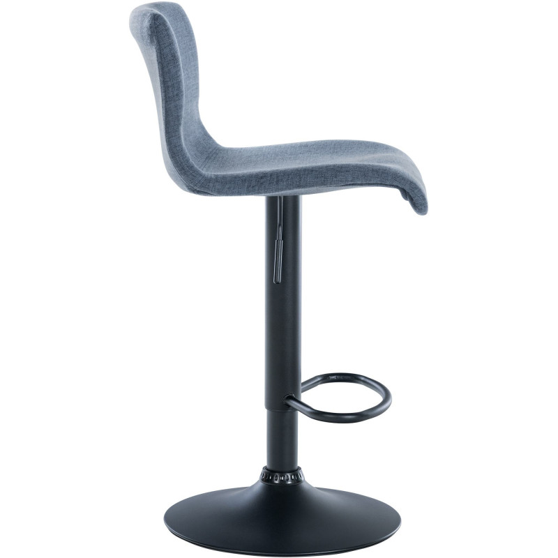 Tabouret de bar minimaliste en Tissu Bleu Métal Noir Selvyn - 3