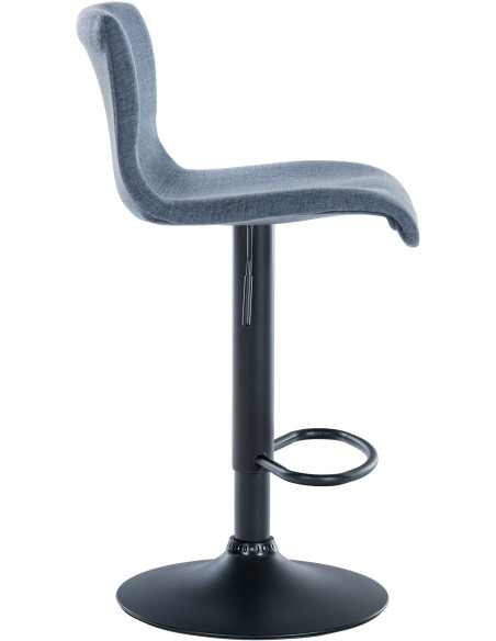 Tabouret de bar minimaliste en Tissu Bleu Métal Noir Selvyn - 3