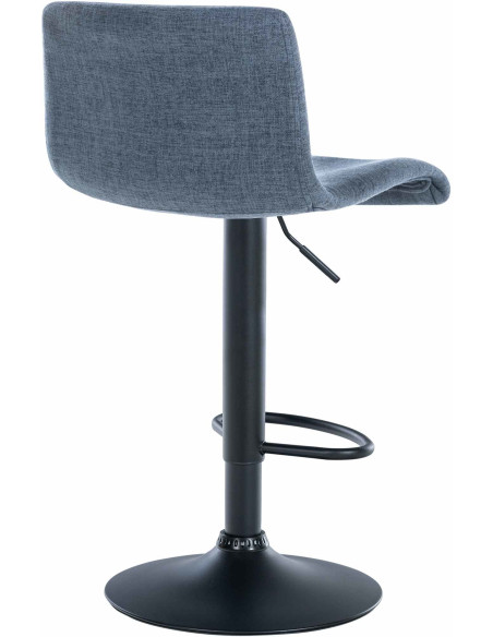 Tabouret de bar minimaliste en Tissu Bleu Métal Noir Selvyn - 4