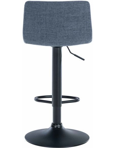Tabouret de bar minimaliste en Tissu Bleu Métal Noir Selvyn - 5