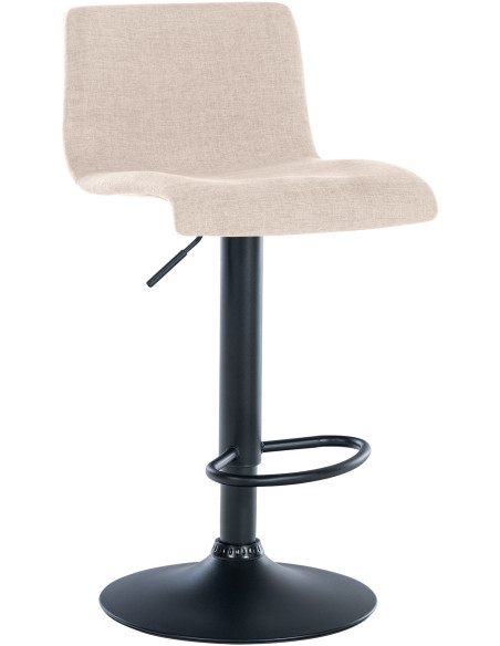 Tabouret de bar minimaliste en Tissu Blanc crème Métal Noir Selvyn - 1