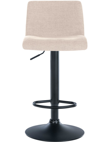 Tabouret de bar minimaliste en Tissu Blanc crème Métal Noir Selvyn - 2