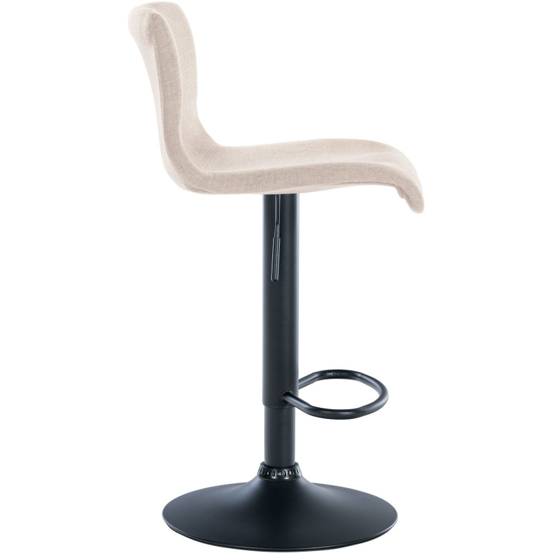 Tabouret de bar minimaliste en Tissu Blanc crème Métal Noir Selvyn - 3