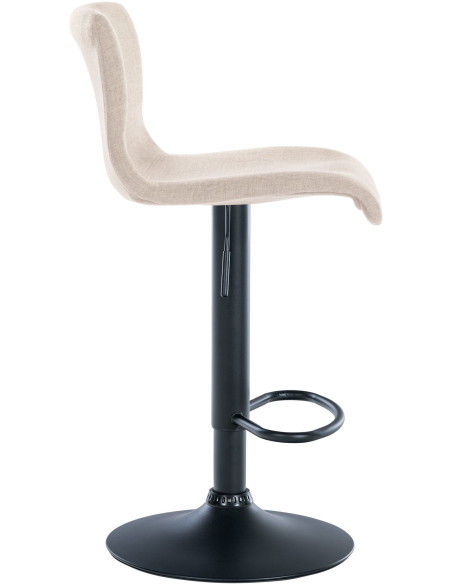 Tabouret de bar minimaliste en Tissu Blanc crème Métal Noir Selvyn - 3