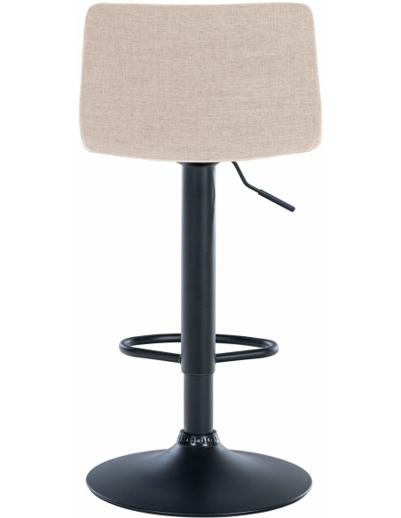Tabouret de bar minimaliste en Tissu Blanc crème Métal Noir Selvyn - 5