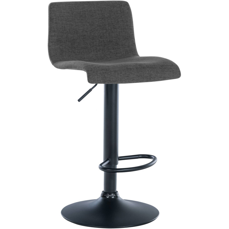 Tabouret de bar minimaliste en Tissu Gris foncé Métal Noir Selvyn - 1