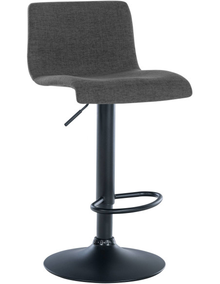 Tabouret de bar minimaliste en Tissu Gris foncé Métal Noir Selvyn - 1