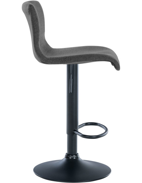 Tabouret de bar minimaliste en Tissu Gris foncé Métal Noir Selvyn - 3