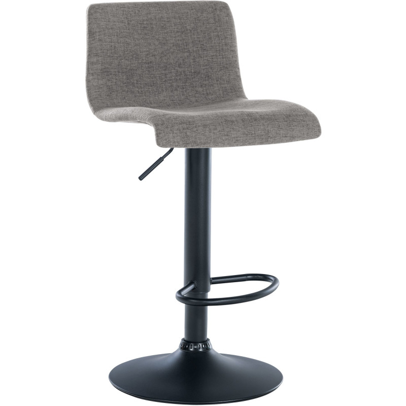 Tabouret de bar minimaliste en Tissu Gris clair Métal Noir Selvyn - 1