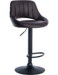 Tabouret de bar réglable pivotant en Polyuréthane Marron Métal Noir Kelran - 1