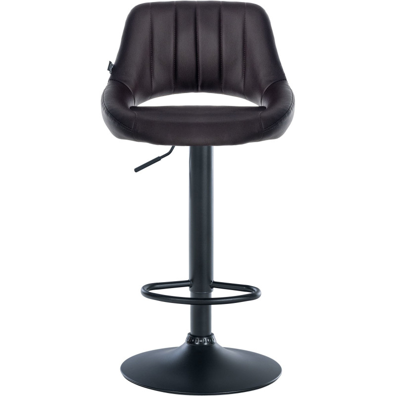 Tabouret de bar réglable pivotant en Polyuréthane Marron Métal Noir Kelran - 2