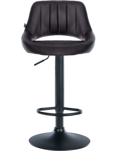 Tabouret de bar réglable pivotant en Polyuréthane Marron Métal Noir Kelran - 2