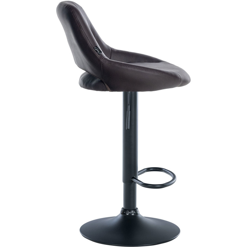 Tabouret de bar réglable pivotant en Polyuréthane Marron Métal Noir Kelran - 3