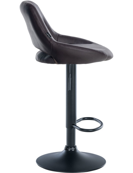 Tabouret de bar réglable pivotant en Polyuréthane Marron Métal Noir Kelran - 3